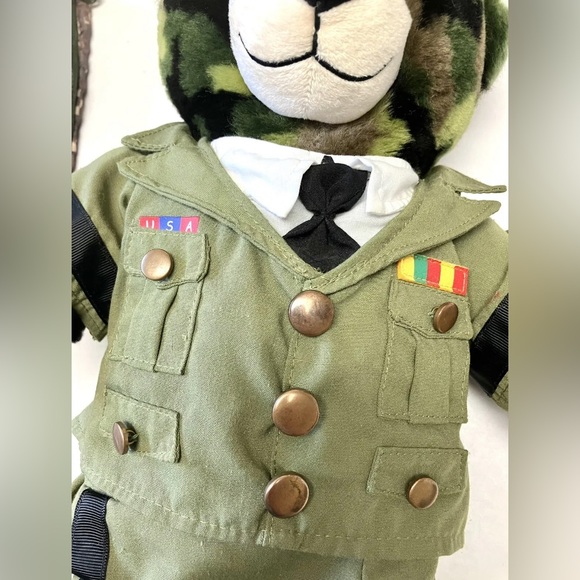 Build A Bear Army Camo Plush Teddy Bear w Dress Uniform Boots Sleeping Bag BAB - Picture 4 of 11